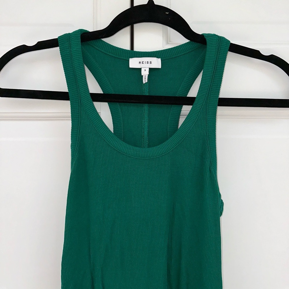 REISS Green Ribbed Racerback Tank Top - Picture 8 of 14